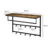 Levede Coat Rack Wall Mounted 10kg Wooden Shelf Hooks Hanger Storage Metal Brown