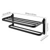 Levede Towel Holder with 2 Bars Wall Mounted No Drill Bathroom Shelf Black