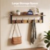 Levede Coat Rack Wall Mounted Wooden Hooks Hangers Storage Shelf 2 Pack Brown