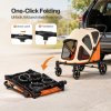 Skylos Dog Pram Stroller Foldable Pet Pushchair with Brake Suspension Orange