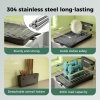 Toque Dish Drainer Drying Rack Stainless Steel Plate Cutlery Holder Drip Tray