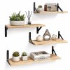 Levede Wall Mounted Floating Shelves Set of 4 Rustic Display Shelf Solid Wood