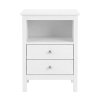 Levede Bedside Table Wood Nightstand Cabinet 2 Storage Drawers Open Shelf White