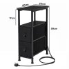 Levede Bedside Table Narrow Side Table with LED Charging Station Storage Black