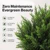 Lambu Artificial Cedar Topiary Balls Set of 2 Ground Spike Patio Garden Green
