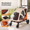 Skylos Dog Pram Stroller Foldable Pet Pushchair with Brake Suspension Orange