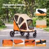 Skylos Dog Pram Stroller Foldable Pet Pushchair with Brake Suspension Orange