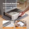 Skylos Cat Litter Box Stainless Steel Enclosed Drawer Odor Control Foldable Grey