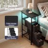 Levede Slim Bedside Table with Charging Station 3 Drawers for Bedroom Black