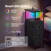 Levede Slim Bedside Table with Charging Station 3 Drawers for Bedroom Black