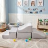 Dekko Soft Play Set 5Pc PU Leather Foam Blocks Baby Climbing Sliding Indoor Grey