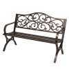 Levede Garden Bench,Outdoor Bench,300kg Metal,Floral Pattern Bronze