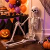 Yezi Halloween Skeleton Life Size Posable Jointed Decoration Haunted House White