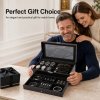 Watch Box Watch Storage Jewelry Box 2 Layer Glass Lid Lockable Display Black
