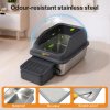 Skylos Stainless Steel Cat Litter Box Big Cats Kitten High Sided Easy Clean Grey