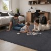 Marlow Rugs Living Room? Faux Wool Carpet Rebound Foam Non Slip Washable Grey