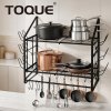 TOQUE Pot Rack Kitchen Storage Organiser Shelf Pan Rack 20 Hooks Lid Holders