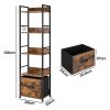 Levede Bookcase Drawer 5 Tier Slim Book Shelf Storage Unit Living Room Brown