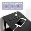 Levede Slim Bedside Table with Charging Station 3 Drawers for Bedroom Black