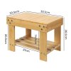 Levede Bamboo Stool Footrest Bathroom 2-Tier Shower Stool Bench Shoe Rack Seat
