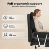 Levede Office Desk Chair Big and Tall for Heavy People with Footrest PU Black