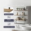 Levede Wood Floating Shelves 3 Tier Bathroom Wall Shelves with Storage Basket