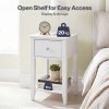 Levede Bedside Table Slim Modern End Table Drawer & Shelf Bedroom White