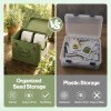 TOQUE Seed Storage Box Organiser 3 Compartment Metal Seed Storage Green