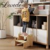 Levede Bamboo Step Stool with Handle Shelf Footstool Bathroom Kitchen Bed 220Lbs