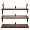 Levede Floating Shelves Wall Wood Rustic with Brackets Vintage Brown Set of 3