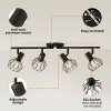 EMITTO LED Spot Ceiling Light 4-Way Adjustable Vintage Black Metal E14 Fixture