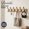 Levede Coat Rack Wall Mounted 6 Triple Hooks Holds Coats & Bags, Hallway Bamboo