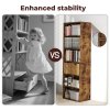 Levede Slim Bookcase Tall Bookshelf 6 Tier Adjustable Shelf Living Room Walnut