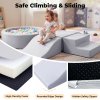 Dekko Soft Play Set 5Pc PU Leather Foam Blocks Baby Climbing Sliding Indoor Grey