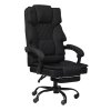 Levede Office Chair with Footrest Linen Fabric High Back Swivel 135?? Reclining