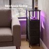 Levede Slim Bedside Table with Charging Station 3 Drawers for Bedroom Black