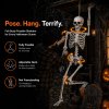 Yezi Halloween Skeleton Life Size 169cm Posable Jointed ABS Spooky Patio White