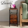 Levede Bedside Table Side Cabinet Storage Nightstand Charging Station 2 Drawers