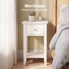 Levede Bedside Table Slim Modern End Table Drawer & Shelf Bedroom White
