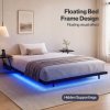 Levede Double Bed Frame Floating Design with Storage Shelves RGB Lights Black