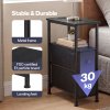 Levede Bedside Table Narrow Side Table with LED Charging Station Storage Black