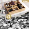 Toque 5 Pcs Bamboo Drawer Organizer Multi-Use Storage Box with Removable Divider