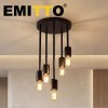 Emitto Ceiling Lights 5 Lights Flush Fitting Pendant Lamp E27 Base Black