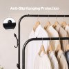 Levede Clothes Rail Heavy Duty 2 Rods Carbon Steel Rack with Shelf Bedroom Black