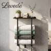 Levede Towel Rack Wall Mounted Shelf Bathroom Storage Holder with Hooks Black