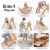 DEKKO 8 in 1 Triangle Climbing Set Kids Wooden Climber with Arch Slide Natural