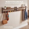 Levede Coat Rack Wall Mounted Wooden Hooks Hangers Storage Shelf 2 Pack Brown