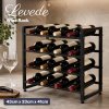 Levede 16 Bottle Wine Rack Countertop Wine Storage Organiser 4 Tier Metal Black