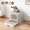 Skylos Cat Litter Box Foldable Entry Top Exit Anti Tracking Cat Litter Tray