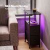 Levede Bedside Table Narrow Side Table with LED Charging Station Storage Black